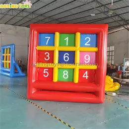 Outdoor Fun Sports Giant 9 Squares Red Inflatable Football Board Soccer Door Gate Game Toys For Kids Adults With Air Pump
