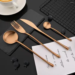 أدوات المائدة مجموعات Rose Gold Flatware Matte 304 Stainless Steel Kitchen 16pcs Tabelware Cetlery Western Fork Knife Comboin