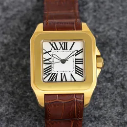 Zegarek męski 40 mm złoty stal ze stali nierdzewnej skórzany pasek składany klamra Lumous Waterproof Sapphire Mirror Luksusowe designerskie zegarki Montre de Luxe zegarki