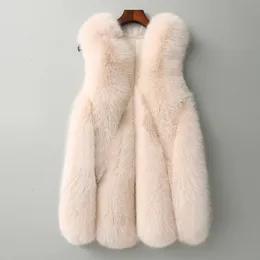 Pele feminina faux hjqjljls inverno mulheres rosa longo colete fofo jaqueta feminina slim falso casaco de alta qualidade artificial gilet 221122