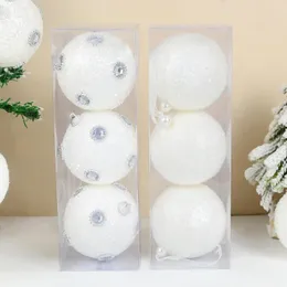 Decoración de fiesta 8 cm bolas de Navidad blancas árbol de brillo adornos colgantes colgantes de bolas para Navidad año de hogar regalos de Navidad