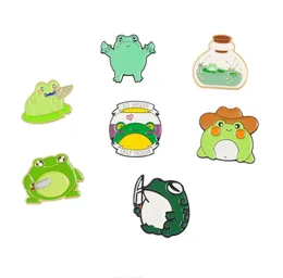 Cartoon Jewelry Brooches Frog With Knife Bottle Series alloy paint brooch Metal badge pin