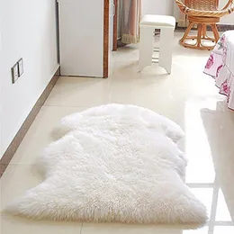 Carpets 2022 Long Faux Fur Artificial Skin Rectangle Fluffy Chair Seat Sofa Cover Carpet Mat Area Rug Living Bedroom Home Decor