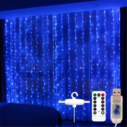 Juldekorationer Garlandsgardin för rummet Fairy Light Led Festoon 3MX3M USB Operated Living Year Decor 221122