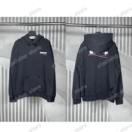 xinxinbuy Erkekler tasarımcı Hoodie Kazak yok Paris Deniz Dalgası Nakış delik kadın Siyah kahverengi beyaz büyük boy XS-2XL