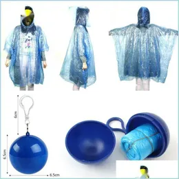 Raincoats eng￥ngsregn Raincoat Plastic Ball Key Chain Raincoats Portable Spherical Case Traveling Handing Cam Drop Delivery Home Garde DHP3I