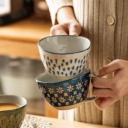 Muggar 310 ml japansk vintage keramisk mugg handgrip kopp till frukost mjölk havregryn kaffeveam resistent kontor hem dryckware verktyg 221122