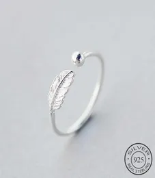 925 sterling الفضة الفضية اللطيفة ، شخصية ريشة قابلة للتعديل خاتم جيد للنساء للنساء الملحقات الأنيقة Q07089981643