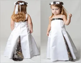جميلة Realtree Camo Flower Girls Dresses for Wedding Party Forest Flower Girl Wear Spaghetti Strap Custom Made Kids Bageants3025367