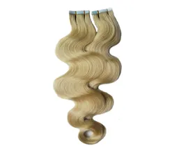 100g Remy Extensiones de cabello humano Cinta adhesiva PU Puerta Cape de 40 piezas en extensiones de cabello humano ola de cuerpo sin procesar Virgen Bras