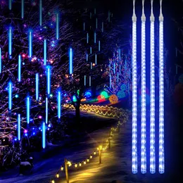 Christmas Decorations 30cm/50cm LED Meteor Shower Garland Holiday Strip Light Outdoor Waterproof Fairy Lights For Garden Street Decoration 221122