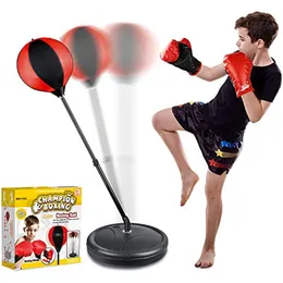 Sports Toys Punching Ball with Stand Boxing Training Gloves Hand Pump Adjustable Height Set Toy Gifts for toddlers