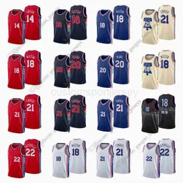 Impreso personalizado 2022 New City Basketball Jerseys 14 Verde 18 Milton 20 Niang 21 Embiid 22 Thybulle Rojo Azul Blanco Negro Jersey S