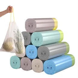 Household Thickened Drawstring Color Garbage Bags Plant Protection Drawcord Automatic Necking Disposable Thickened Portable Plastic Bag For Wholesale