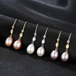 Nowy w stylu pałacu Freshwater Pearl Znakomite Dangle Kolczyki Kobiety biżuteria moda urocza dama luksus s925 Silver Ear Hook Akcesoria