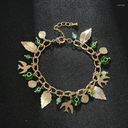 Link bransoletki mody biżuteria damskie wysokiej jakości prezent złota platowane jaskółka piórka Portret Akcesoria diabeł