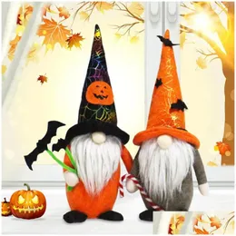 Favor Favor Bat Crutgue em pé Gnomos de pelúcia de pluxh Halloween Party Party Party Decorative Beard Hoys Faceless Ornaments Desk Elf 11 5GL3 Q2 DHMHI