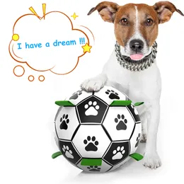 Dog Toys Chews Toy Interactive Pet Football with Grab Tabs Outdoor training Soccer Bite Chew Balls for accessories 221122