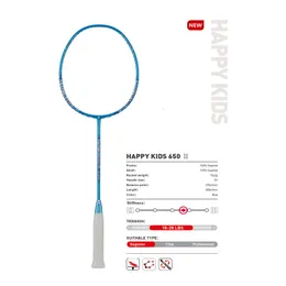 Badminton Rackets Kids Children을위한 Kawasaki 5U Junior Racquet 8 13 세 어린이 Happy 650 무료 선물 221121