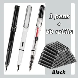 Fountain Pens 53 PCS Kalem Seti Değiştirilebilir 0.38 mm Mürekkep Siyah/Mavi/Kırmızı Kawaii Öğrenci Ofis Okulu Malzemeleri Kırtasiye 221122