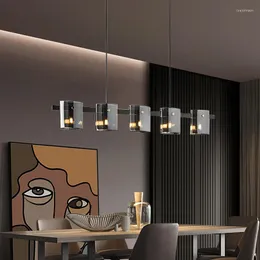 Pendant Lamps 2022 Modern LED Luxury Chandeliers Lighting Amber Smoky Glass Hanging Lamp Dining Living Room Bedroom Light Fixtures