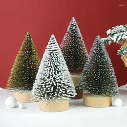Dekoracje świąteczne Tree Mini Sisal Silk Cedar Table Dekoracja Święta impreza Mała sosna umieszczona ozdoba stacjonarna