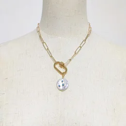 Choker 2022 Perlen Pendellöte Halskette Süßwasserperlen mit blauen Steinen Schmuck handgefertigtes Punk Goldfarbenkettengeschenke eingelegt