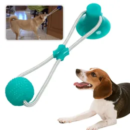 Dog Toys Tuggar PET med sugkopp Push TPR Ball Tooth Cleaning Tugggummi för små S 221122