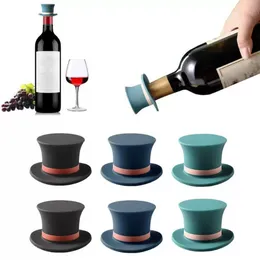 주방 바 도구 실리콘 와인 스토퍼 마술 모자 와인 병 모자 장식 와인 실러 보존 자 재사용 가능한 와인 코크 C1122
