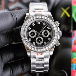 40 mm Diamentowe zegarek dla mężczyzn automatyczne zegarki mechaniczne Prezent Stalowy pasek Pasek Stalowy Pasek Luksusowe zegarek