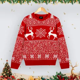 Womens TShirt Christmas sweater printed knit comfortable warm Santa Claus tree moose round neck 221122