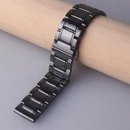 Bandas de relógio de cerâmica polida preta Bandas Strapelet 20mm 21mm 22mm 23mm 24mm para Wristwatch Mens Lady Acessórios Pino de liberação rápida 174K