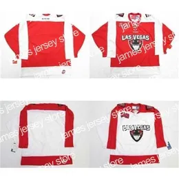 College Hockey Wears Nik1 Mens Womens Kids ECHL Las Vegas Wranglers Cucito Personalizzato Qualsiasi nome e numero Jersey Cheap Red White Hockey Maglie Goalit Cut