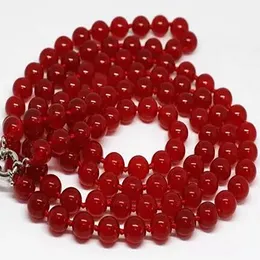 Stunning Long 32" 10mm Round Natural Red Ruby Gemstone Beads Necklace AAA