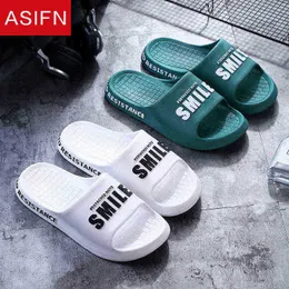 Asifn Men Flat Slippers Summer Beach Home Home Indoor Antislip Bathing Fashion Smile Smile Printing Shoes Male Slides Pantoufle Homme J220716