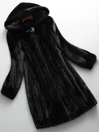 Women's Fur Faux Fur Lautaro Winter Luxury Long Black Faux Mink Fur Coat Women with Hood Long Sleeve Elegant Thick Warm Fluffy Furry Jacket 6xl 7xl 221122