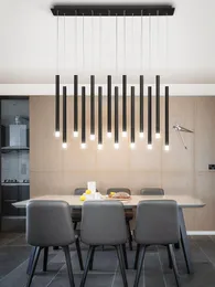 Chandeliers Black LED Chandelier Modern Office Dining Room Kitchen Bar 30/42W Hanging Lights Fixture 90-260V