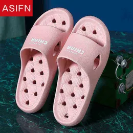 Asifn Hollow Out Bathroom Slippers Women Summer Bath Antislip Indoor Home Couple Leaking Quick Dry Household Pantoufle female J220716