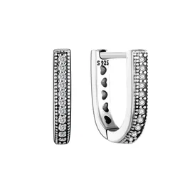 U-formad b￥g￶rh￤ngen riktig sterling silver med originall￥da f￶r pandora kvinnor herr mode party smycken cz diamant flickv￤n present stud￶rh￤ngen ￶rh￤ngen