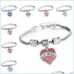 Other Jewelry Sets Diamond Love Heart Bracelet Crystal Mom Aunt Daughter Grandma Believe Hope Friends Charm Bracelets Women Children Dhnm7