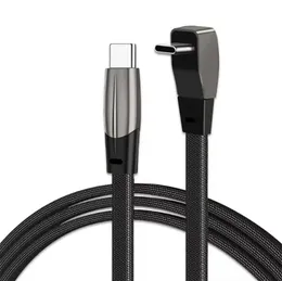 모델 3 y 모바일 케이블 엘보우 90도 자동차 데이터 케이블 안드로이드 USB C 빠른 충전 18W 60W Type-C to Type-C 브레이드