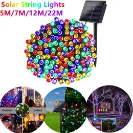 크리스마스 장식 Osiden Solar String Lights Led Fairy Garden Xmas Holiday Party 웨딩 장식 5m/12m/22m 방수 야외 램프 221122