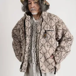 Мужская кожаная фальшивая флисовая одежда Kapital Hirata Hohiro с обеих сторон на молнии с длинным рукавом в Японии.