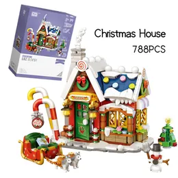 Bloco 788pcs Loz Mini Feliz Natal Casa Edifício Cidade Papai Noel Papai Noel Snowman Tree Deer Arquitetura Bricks Toy Boys Kids Gifts 221121