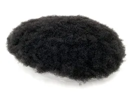 100 Human Hair Afro Mono Toupee Black Men Kinky Curly Wig03270323