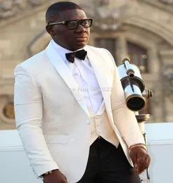 Fashion Ivory Paisley 3 sztuczny kombinezon Tuxedos Oblubieniec Man Wedding Suit Men Business Busin