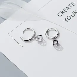 Creolen MloveAcc Echt 925 Sterling Silber Schmuck Nette Cube Box Kristall Zirkon Für Frauen Mode Brincos