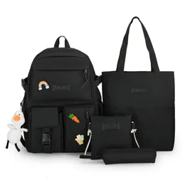 Rucksäcke 4 Teile/sätze Leinwand Schultaschen Für Teenager Mädchen Frauen Rucksack Leinwand Kinder Primäre Weibliche College Student Laptop 221122