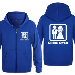 Herr hoodies spel över äktenskap bröllop roliga män fleece långärmad blixtlåsare huvjackan cardigans man hip hop tröja streetwear