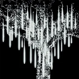 Christmas Decorations 8 Tubes Meteor Shower Led String Fairy Lights Garlands Tree Outdoor Wedding Garden Street Curtain Decor 221122